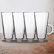 《Premier》晶透玻璃馬克杯4入(250ml) | 水杯 茶杯 咖啡杯