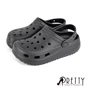 【Pretty】女 洞洞鞋 雨鞋 拖鞋 涼鞋 兩穿式 防水 透氣 孔洞 輕量 EU36 黑色
