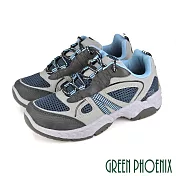 【GREEN PHOENIX】男 休閒鞋 運動鞋 雙色 拼接 綁帶 台灣製 JP25 藍色