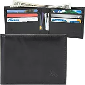 《TRAVELON》RFID真皮雙鈔票層短夾(黑) | 中夾錢包 短夾錢包 皮包 零錢包