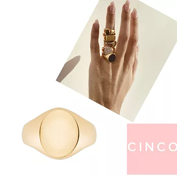 CINCO 葡萄牙精品 GIOVANNA RING 925純銀鑲24K金戒指 圓形素面戒指 5號