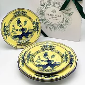 《義大利第一名瓷 Ginori 1735 -Oriente Italiano》 26.5cm主餐盤和21cm點心盤四件禮盒組 黃晶色