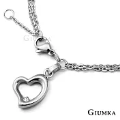 GIUMKA愛心鋼手鍊白鋼雙鍊層次手鏈 堅定的心 生日聖誕節交換禮物推薦 MB00578 19 銀色