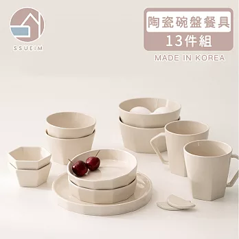 【韓國SSUEIM】RAUM系列陶瓷碗盤餐具13件組