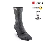 【injinji】HIKER 男款羊毛中筒健行襪(外襪) (石墨灰) L-XL 石墨灰