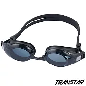 TRANSTAR 泳鏡 抗UV塑鋼鏡片-按鍵式扣帶-6950 黑色