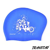 TRANSTAR 純矽膠泳帽-止滑顆粒防靜電-長髮專用 深藍