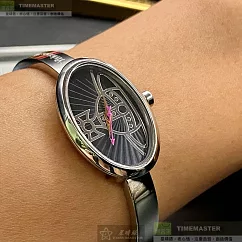 Vivienne Westwood薇薇安精品錶，編號：VW00006，22mm， 32mm橢圓形銀精鋼錶殼黑色錶盤精鋼銀色錶帶