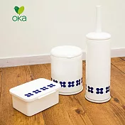 【日本OKA】北歐風小花浴廁清潔三件組 (濕紙巾盒+垃圾桶+馬桶刷)