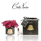 【法國 Cote Noire 寇特蘭】五朵玫瑰香氛花黑瓶(附贈10ml 精油x1) 深紅玫瑰香氛花黑瓶