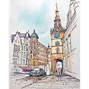 【玲廊滿藝】yumei _watercolor畫畫日子-蘇格蘭格拉斯哥，有建築之城的美譽18x26cm