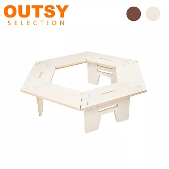 OUTSY戶外露營燒烤便攜六角拼接桌/野餐桌 原色米白