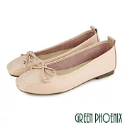 【GREEN PHOENIX】女 娃娃鞋 便鞋 蝴蝶結 方頭 平底 通勤 上班 台灣製 US5.5 粉紅色