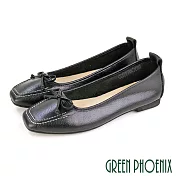【GREEN PHOENIX】女 娃娃鞋 便鞋 蝴蝶結 方頭 平底 通勤 上班 台灣製 US7.5 黑色