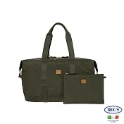 【BRIC S】義大利時尚 防潑水 雙隔層 可手提 大容量 旅行袋- 橄欖綠