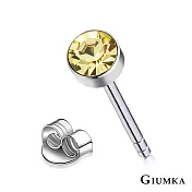 GIUMKA簡約耳釘白鋼耳環單鑽造型男女中性款 4MM 多色任選 MF00480 無 黃鋯4MM一對價格