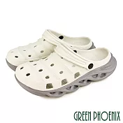 【GREEN PHOENIX】男 洞洞鞋 雨鞋 布希鞋 涼鞋 拖鞋 兩穿式 防水 EU44 淺灰色