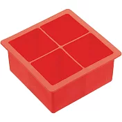 《KitchenCraft》四格方塊製冰盒(紅) | 威士忌 冰塊盒 冰塊模 冰模 冰格