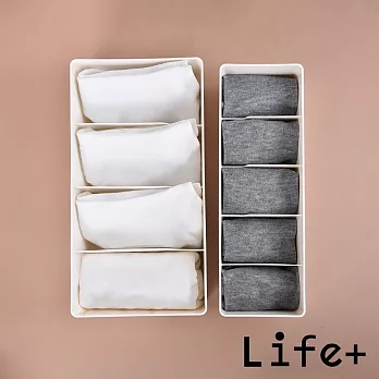 Life+ 日式簡約 多功能可堆疊分隔襪子/內褲收納盒_5格