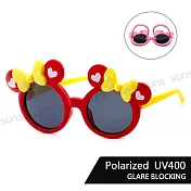 兒童彈力太陽眼鏡 可愛米奇造型 寶麗來鏡片 抗UV400 紅框黃腳