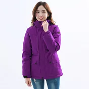 【遊遍天下】女款極暖GlobeTex防水防風保暖顯瘦中長版羽絨外套(GJ23032) L 紫色