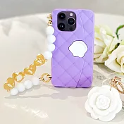 【Candies】iPhone 14 Pro - 經典小香風晚宴包(Love-紫) 手機殼
