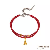 J’code真愛密碼金飾 牡羊座守護-艾菲爾鐵塔黃金紅繩手鍊