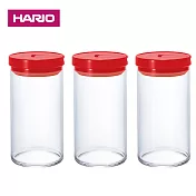 【日本HARIO】耐熱玻璃密封罐-1Lx3入組 紅色