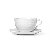 Lyngby Porcelæn Rhombe 菱紋  白瓷茶杯盤組