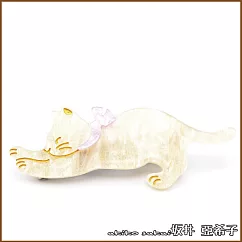 『坂井.亞希子』日本少女系小領巾貓咪造型髮邊夾 ─寶石白