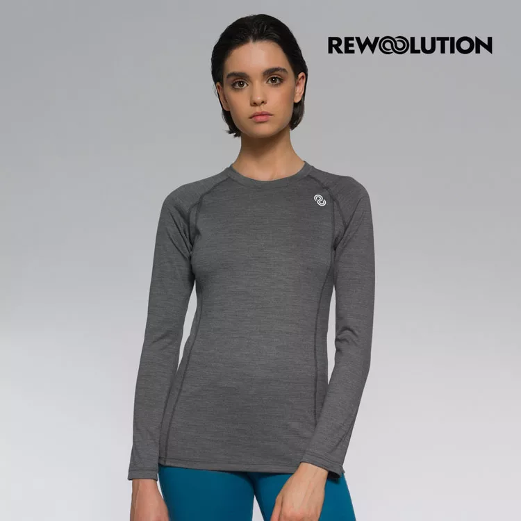 【Rewoolution】女WIKI 190g長袖T恤 XL 碳灰