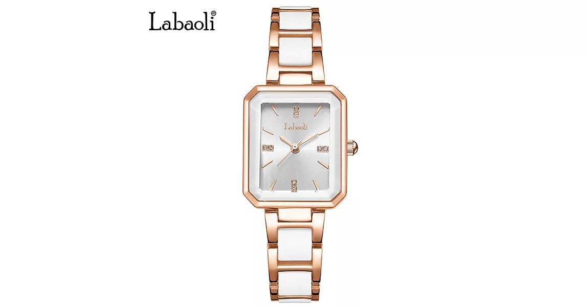 Labaoli 娜寶麗 LA012 方型典雅設計經典色系名媛腕錶  -  白色