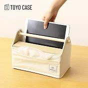 【日本TOYO CASE】木質提把多功能小物分類收納籃- 經典米白