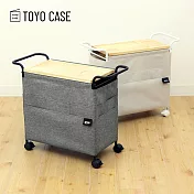 【日本TOYO CASE】木質桌板移動式多功能收納邊桌-DIY- 經典米白
