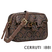 【Cerruti 1881】限量2折 義大利頂級皮革肩背包 全新專櫃展示品(咖啡色 CEBA04669T)