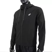 Asics [2011C739-001] 男 平織 外套 夾克 運動 慢跑 訓練 夜光系列 拉練口袋 亞瑟士 黑