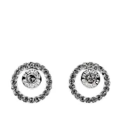 COACH 鏤空圓圈玻璃鑽鑲嵌針式耳環 (銀色)