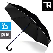 【TDN】超大傘面黑膠公爵冷酷傘 防雷自動直立傘晴雨傘(防風抗UV自動直傘A7594) 時尚黑