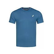 Asics [2011C738-400] 男 短袖 上衣 T恤 運動 慢跑 訓練 夜光系列 柔軟 輕量 透氣 亞瑟士 藍