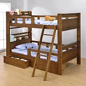 Homelike 布朗書架型附插座雙層床(附抽屜x2) 實木雙層床 上下舖 3.5尺床 小孩床 宿舍