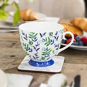 《KitchenCraft》高腳骨瓷馬克杯(檸檬葉400ml) | 水杯 茶杯 咖啡杯