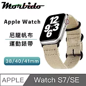 蒙彼多 Apple Watch S7/SE 38/40/41mm運動尼龍帆布錶帶 米色