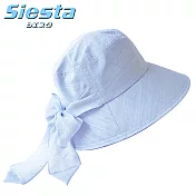 日本製造製Siesta後簾大蝴蝶結造型淑女帽抗UV紫外線防曬遮陽帽130881 藍色
