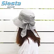 日本製造製Siesta後簾大蝴蝶結造型淑女帽抗UV紫外線防曬遮陽帽130881 灰色即黑色