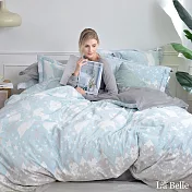 義大利La Belle《白熊物語》雙人韓式立體雪雕絨防蹣抗菌吸濕排汗被套床包組(共兩色)-藍色