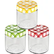 《TESCOMA》格紋玻璃密封罐3入(400ml) | 保鮮罐 咖啡罐 收納罐 零食罐 儲物罐