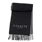 COACH 純羊毛保暖雙面撞色保暖圍巾 黑/灰