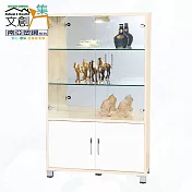 【文創集】南亞塑鋼 桑尼多彩2.8尺四開門高塑鋼展示櫃(二色可選) 白橡雙色