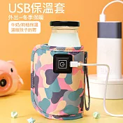 易開罐/奶瓶保溫套 牛奶保暖瓶套 USB三段溫控 迷彩款/粉色
