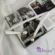 【Decoy】不對襯珍珠＊彈性鬆緊伸縮細腰封  白